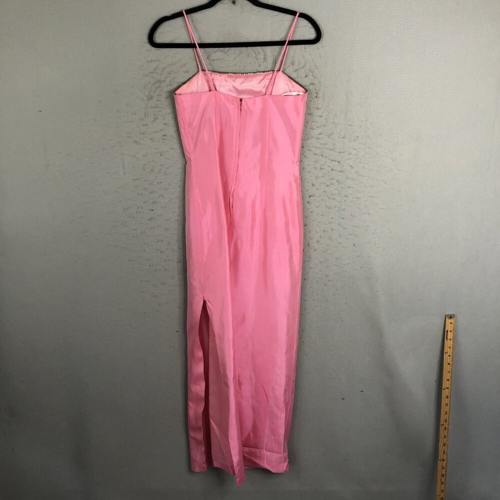 Vintage  Formal Dress Jr 3 Pink Rhinestone Prom Y2K Retro Feminine Neon Statemen - Picture 3 of 16